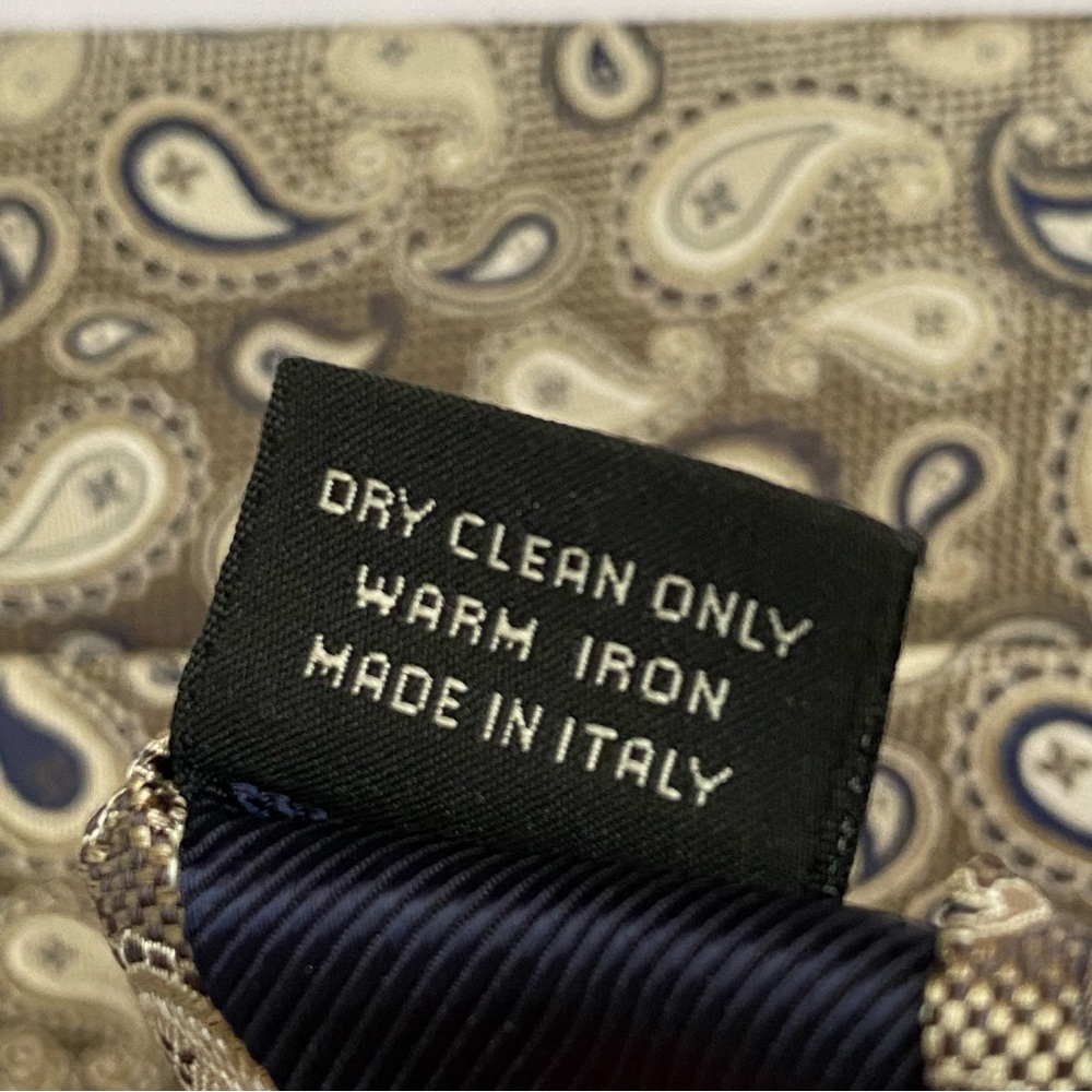 ERMENEGILDO ZEGNA White navy blue gray PAISLEY PRINT JACQUARD SILK NECK TIE - Picture 6 of 7